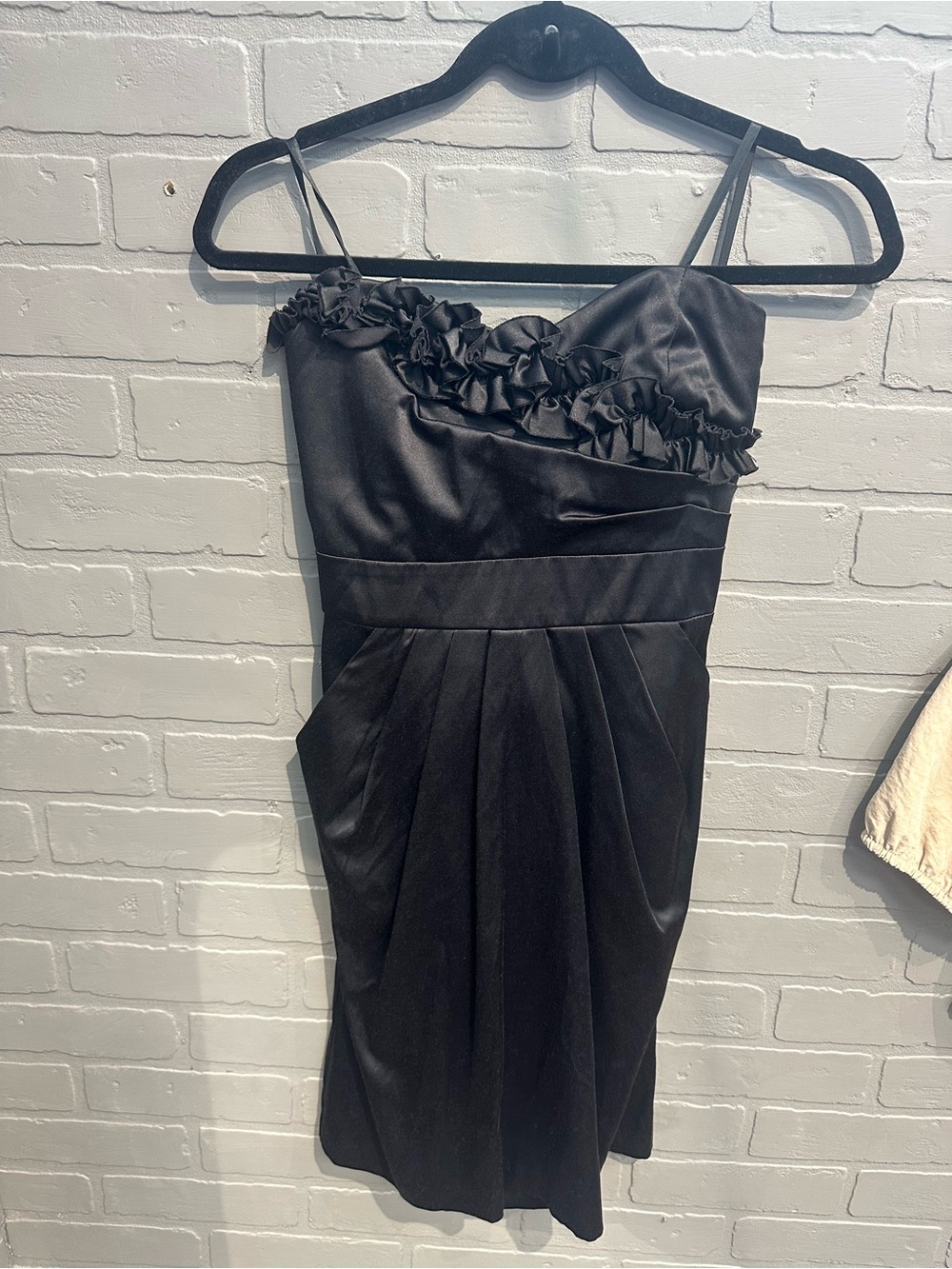 INC International Concepts Black Ruffled One-Shoulder Mini Dress